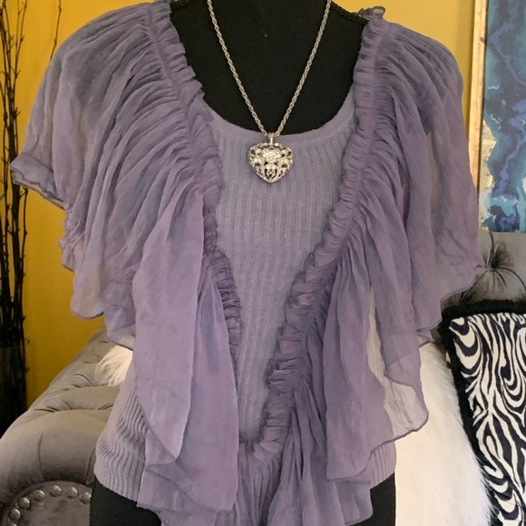 Beautiful purple ruffled and ribbed shirt - Picture 5 of 7